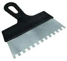 Шпатель зубчатый нержавеющий. Длина 250 мм, зуб 8х8 мм. Польша.